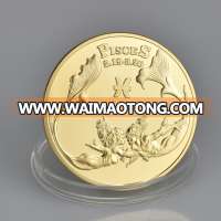 Pisces Double Fish 999 Gold Plated Constellation Coin For Gift