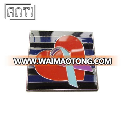 Heart Logo Awareness Ribbon Hard Enamel Lapel Pins