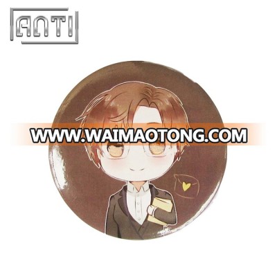 Custom design offset printing button badges carton boy with cool glasses tinplate pins cheap price No MOQ