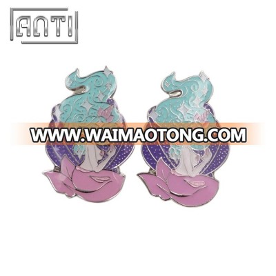 2019 wholesale cartoon mermaid award lapel pins hard enamel pin custom logo for souvenir gifts